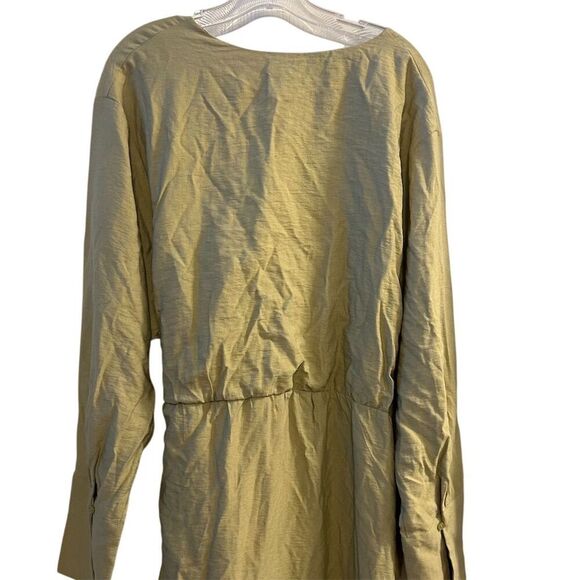 H&M Women's Green Wrap V-Neck Knee Length Dress XXL Long Sleeve - Picture 10 of 11